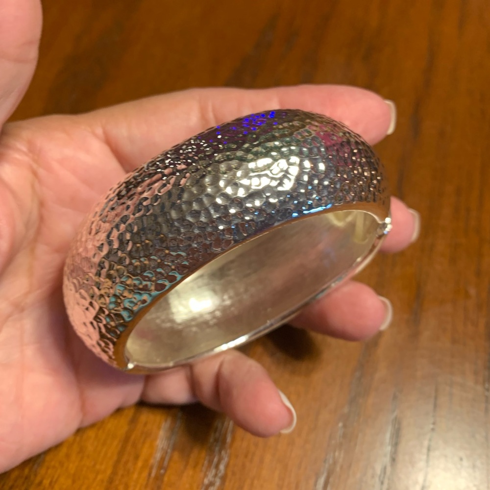 Silver Color Hammered Bangle/Bracelet